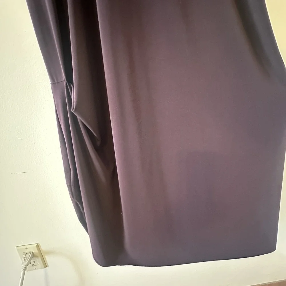 Sympli Womens Brown Purple Kaftan Maxi Drama Dress V Neck 3/4 Sleeve Size 10